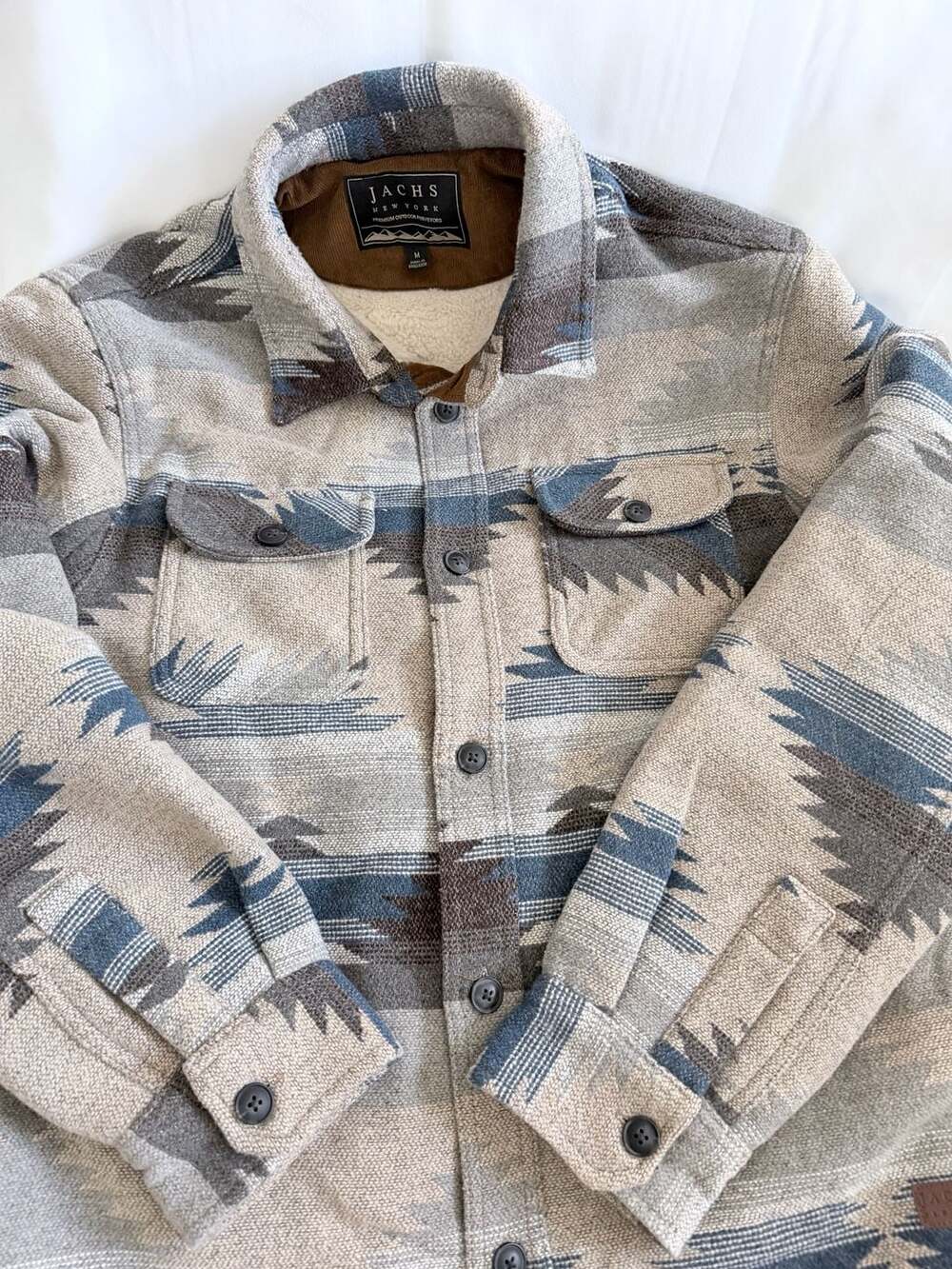 Jachs New York Men's Southwestern Aztec Print Sherpa-Lined Shirt Jacket